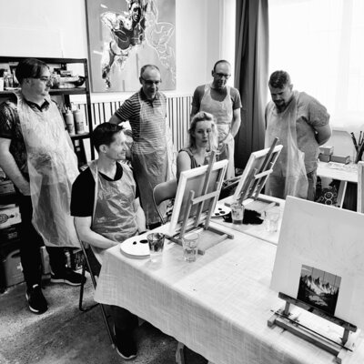 Gabriela Holcer in de studio: In my studio with my students.