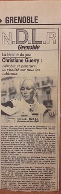 Christiane Guerry im Studio: LA FEMME DU JOUR ARTICLE DANS LE DAUPHINE LIBERE