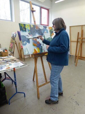 Ute Roehe nello studio: Annual art course at Alanus University in Alfter near Bonn.