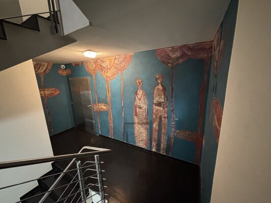Tatiana Harizanova in the Studio: Custom project in the entrance hall 260/600 cm. cement plaster and paints
