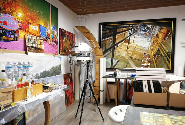 Volker W. Hamann in the Studio: Atelier P7, Atelieransicht