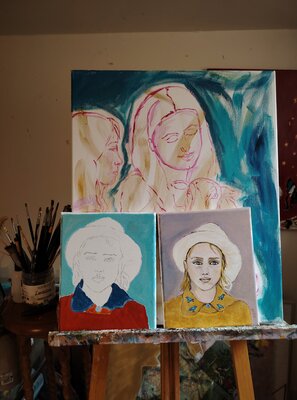 Muriel Ho Paintings in de studio: Atelier mars 2025 Oeuvres en cours