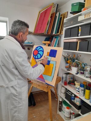Vincenzo Cesetti dans le studio: il mio studio