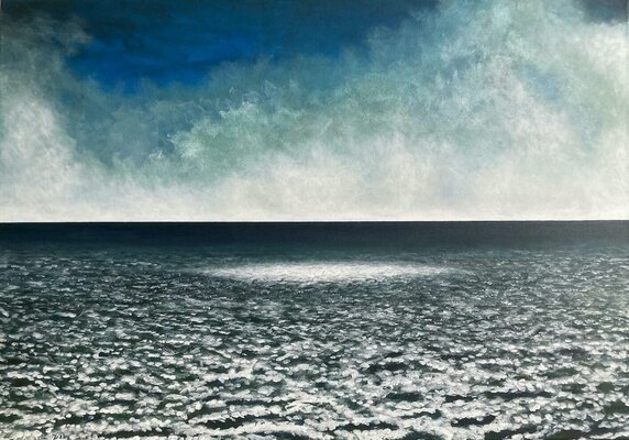 Anne-Tjerk Mante in de studio: 'There be light' (2021, acrylic on canvas, 63x89cm)