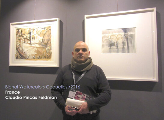 Claudio Pincas Feldman in de studio: Bienal Watercolors 2016 Coquelles / France