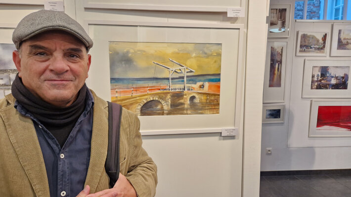 Claudio Pincas Feldman in de studio: iws Belgium ( international watercolors salon /Brugge 2024)