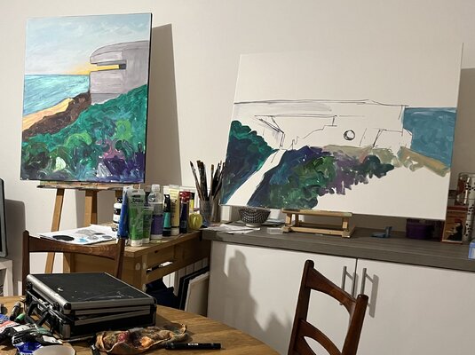 Fabien Cristo-Manuel in the Studio: Breakfast with my brushes and my colors.