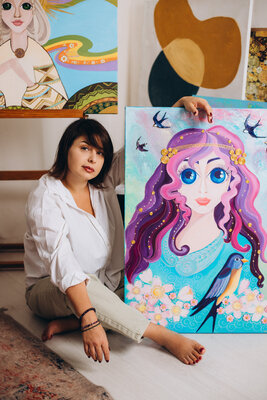 Oksana Chetverikova in de studio