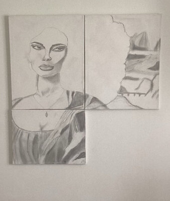 Adele The Princess dans le studio: Creative Process of the “Kalla Emma Lisa” Painting - early stage