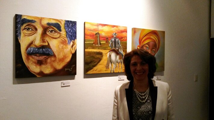 Ligia Patricia Guerra Niño dans le studio: Exposición Colectiva con Embajadores del Arte - Museo Casa Grau, Bogotá Colombia año 2015