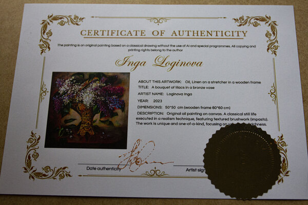 Inga Loginova in de studio: very original piece comes with a signed Certificate of Authenticity
