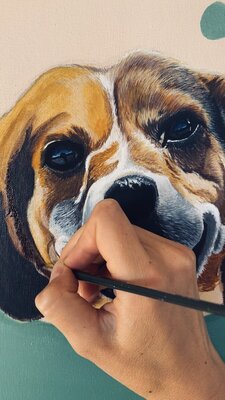 Carina Kastenhuber nello studio: Auftragsarbeit, Portrait, Hund