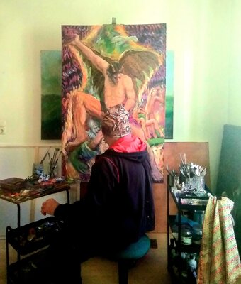 Walter Carl Schauer nello studio: im Atelier