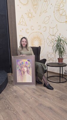 Alla Prisacar in the Studio: With my picture. Girl from Legend .