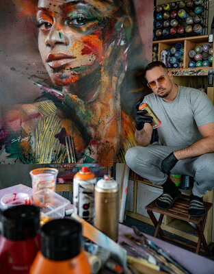 Sylvio Justies in de studio