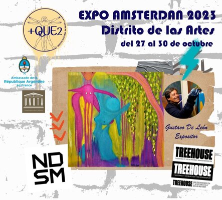 Gustavo de Leon nello studio: Recuerdos de mi exposición de algunas de mis obras en Amsterdam.