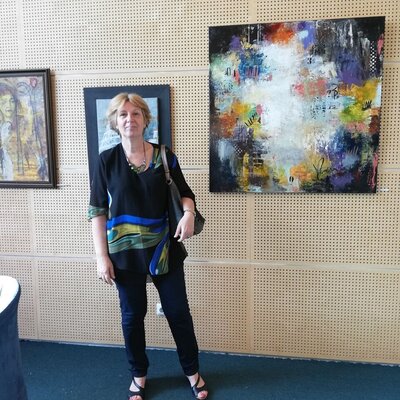 Florentina-Maria Popescu nello studio: 2023 , Exhibition at  the National Library, Bucharest, Romania