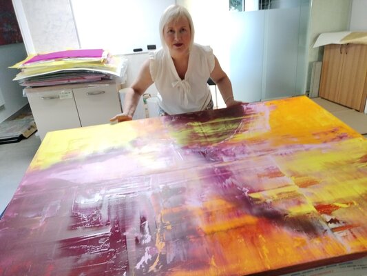 Elisabetta Nicolai in de studio: Particolare del mio studio con la realizzazione di una mia ultima opera su commissione.