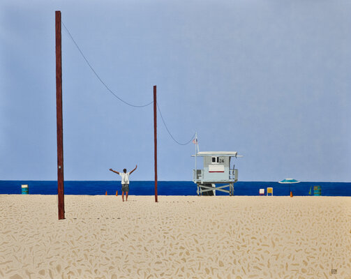 raniero botti nello studio: L.A. spiaggia 70x100 olio su tela
