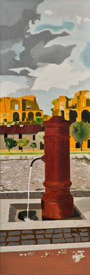 raniero botti nello studio: Roma 120x40 olio su tela