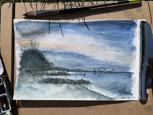 Kai Thomas en el estudio: Outdoor in Aarhus "Abendblick Richtung Hafen"