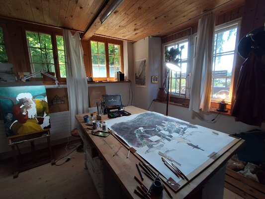 Gabriel Fluri en el estudio: Atelier