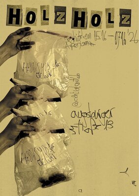Letizia Geltz in de studio: The poster for my exhibition „HOLZ“, centered around OCD and mental illness.