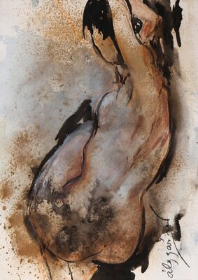 ALYZARINE en el estudio: Lâcher Prise Technique Acrylique, Brou de noix, Encre de Chine Dimensions 103 x 73 cm prix 5'400€