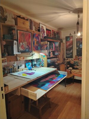 Sylvia Lessig im Studio: Atelier Arbeitsplatz und Lieblingsort
