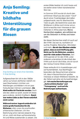 Anja Semling nello studio: Medienartikel vom IFAW