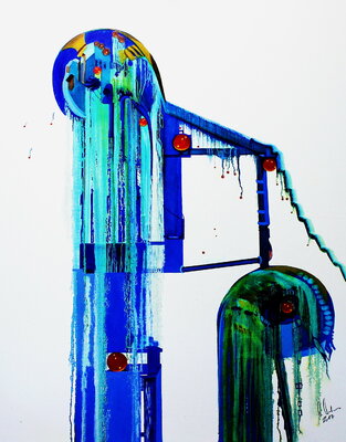 Ulla M. Neuhaus in de studio: Wasserfall-Spiel, mit diesem Kunstwerk als Semifinalistin beim ART.BOX. Project Barcelona 1.0, Valid World Hall, Carrer de Buenaventura Muñoz, 6, 08018 Barcelona (ES) ausgezeichnet