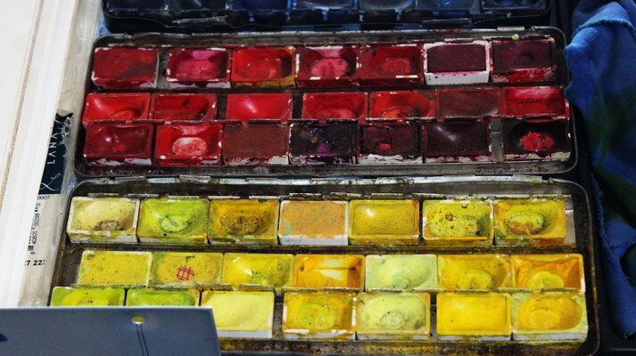 Ulla M. Neuhaus in de studio: Aquarellfarben