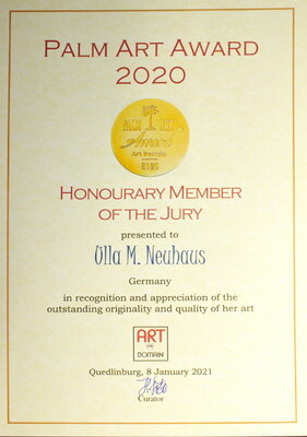 Ulla M. Neuhaus in de studio: Palm Art Award, Gewinnerin des Honoury Member of the Jury Prize 2020, Quedlinburg (D)