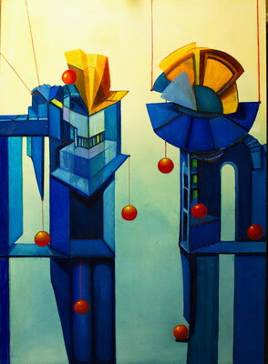 Ulla M. Neuhaus in de studio: Balance, dieses Kunstwerk gewann erst kürzlich den Talent Prize Award bei der ART SHOW INTERNATIONAL GALLERY, Thema "Color", 1225 Cypress Ave Ste 3 Los Angeles, CA 90065 / USA,  2022