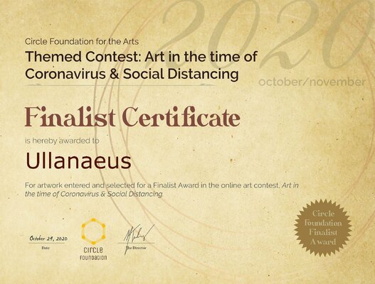 Ulla M. Neuhaus in de studio: CFA Contest „Art in the time of Coronavirus & Social Distancing, Wettbewerbs-Finalistin 2020, Lyon (F)