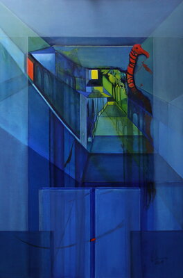 Ulla M. Neuhaus in de studio: go on to your other life, dieses Bild gewann den Honorable Mention Award, Circle Foundation of the Arts, Lyon (F)