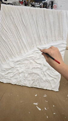 Daria Luhova in de studio: Work in progress — the relief completed, ready for painting