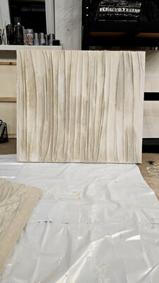 Daria Luhova in de studio: Work in progress — plastered fabric during the drying process