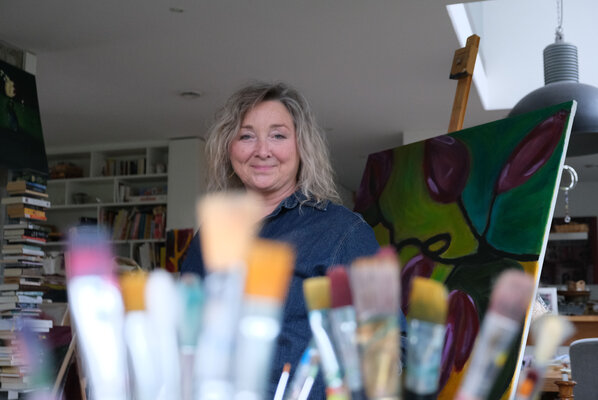 Eva Funk in de studio