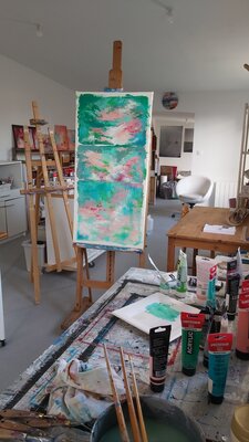 Hélène Zenatti in the Studio: "Au fil du courant", work in progress dans l'atelier à l'automne 2023.
