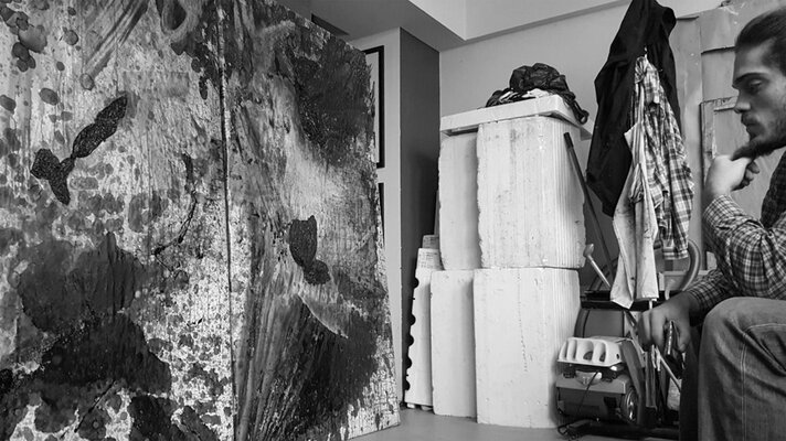 Nikola Nikolić nello studio: Digesting my work in the shared studio with my then-girlfriend.