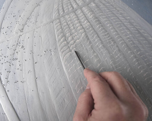 Vitaly Moiseev in the Studio: Work in progress — the relief work begins on the ninth and final piece of the “Echoes of Silence” series.