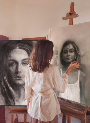 Kathrin Hufen en el estudio