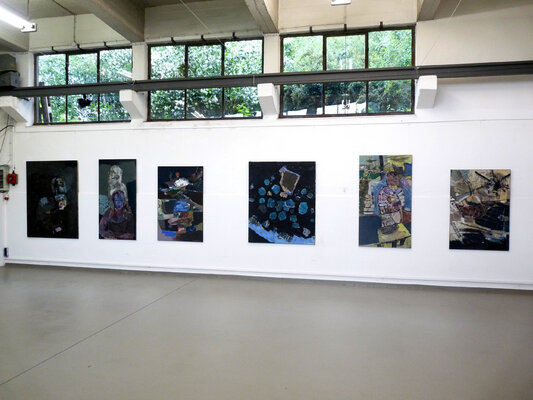 Bernd Schlothauer in de studio: Ausstellung 2019 im KUNSTWASSERWERK e.V. Schwerin/MVP, Kurator: Ulrich Kavka