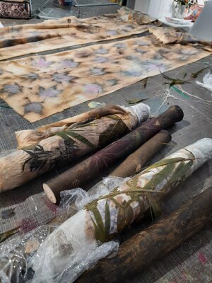 Anke Pradel-Schönknecht nello studio: Ecoprinting