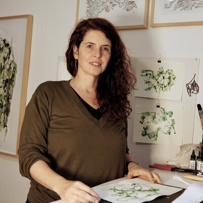 Sabine Hilscher in de studio