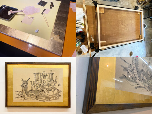 Hirofumi Miyauchi (Andecian) in de studio: Gold leaf work and handmade frame
