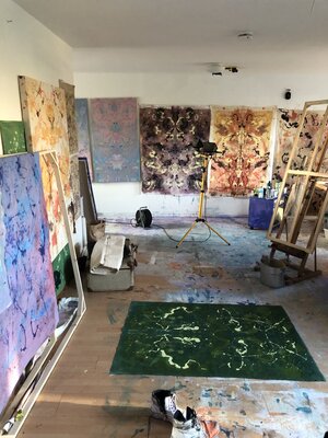 Livia Schneider Painter im Studio: Studio View - Photographing Rooted in Duality series 2025