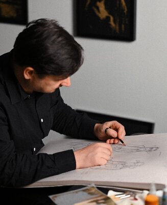 Victor Selin nello studio