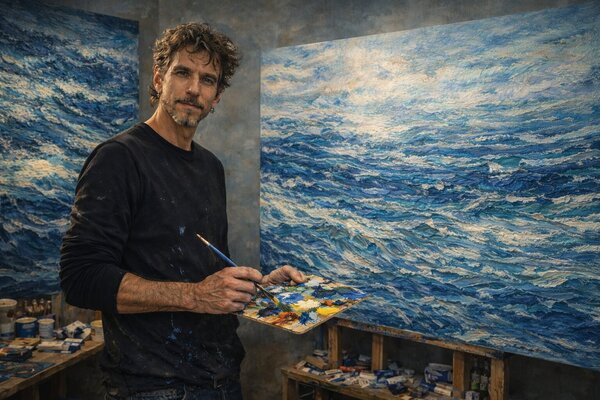 Dani Phillip in the Studio: In the studio, I remember the emotion of that fleeting moment and try to capture the amazing colours of the Mediterranean and the waves in motion